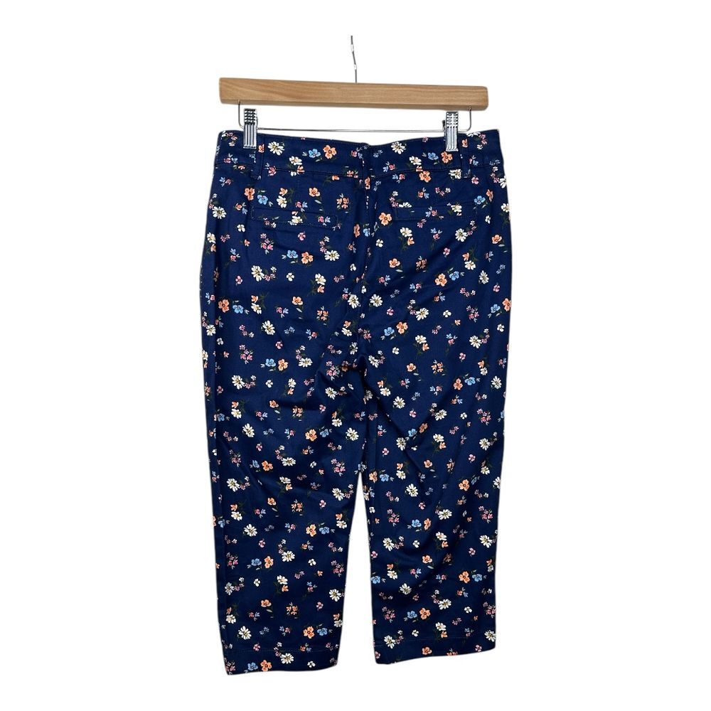 New St.‎ Johns Bay Floral Print Capri Pants size 4 Blue